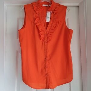 New York and Company Orange Sleeveless Blouse